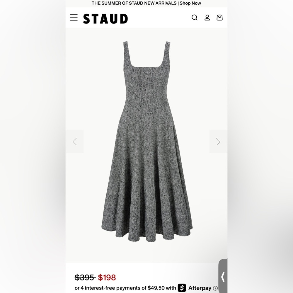 STAUD Gray Strapless Pleated Dress